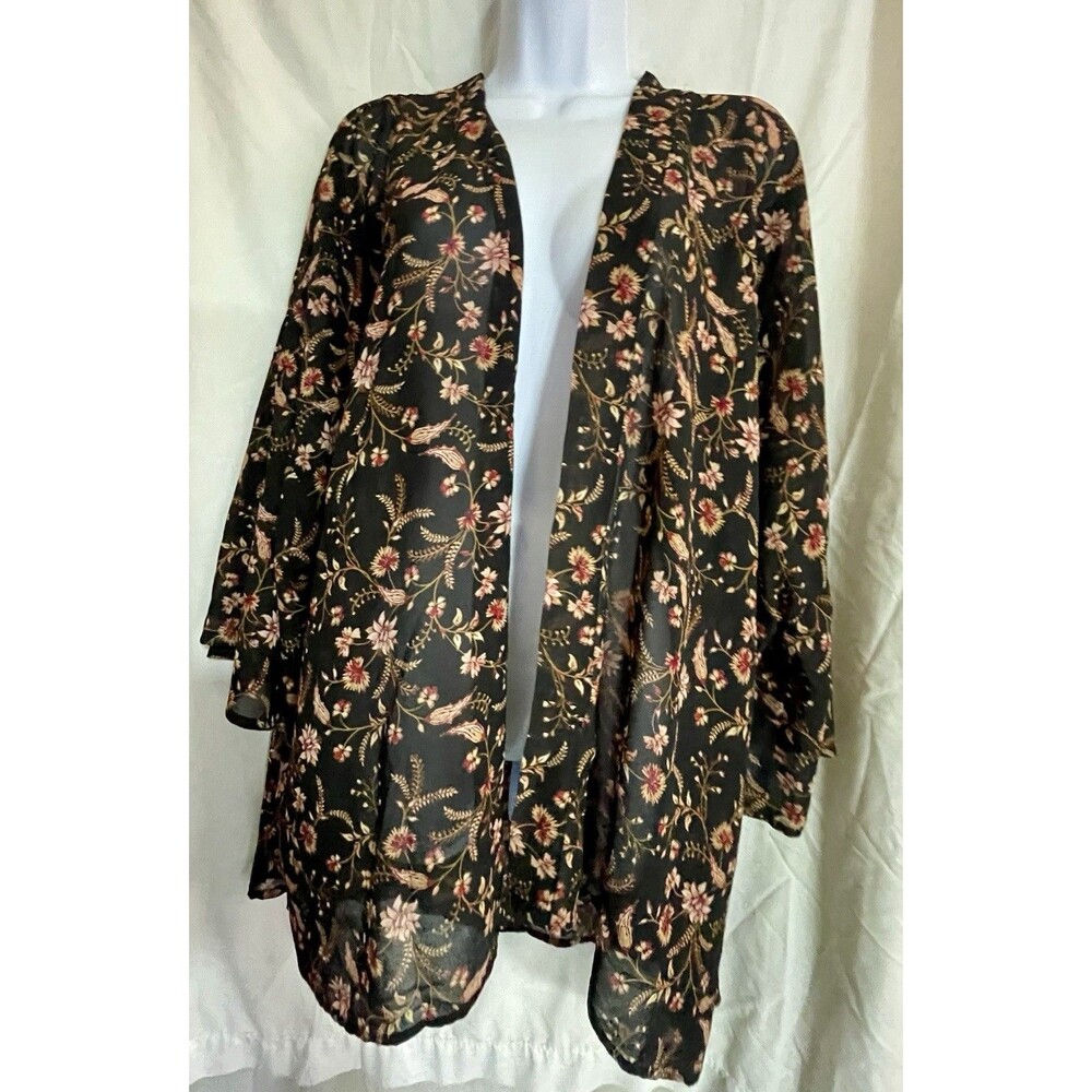 Davina Floral Open-Front Kimono Cardigan – Size 2X